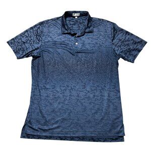 Peter Millar Mens Large Camouflage Print Polo Shirt Navy Blue